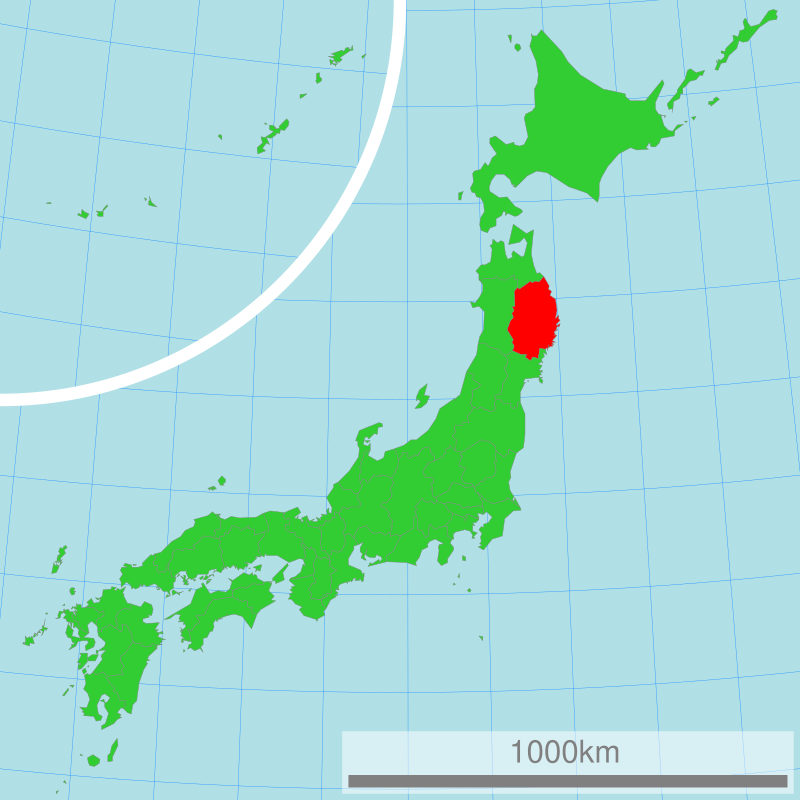 Map of Japan with Iwate Prefecture highlighted