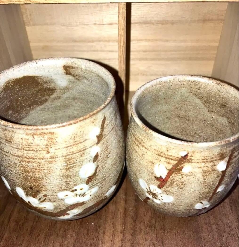 Kasama-yaki Yunomi Pair by Tayama Seiichi — Plum-Blossom Motif in Paulownia Box (¥6,980 / ≈$47 USD) [2026 Buyer’s Guide]