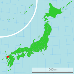 Map of Japan with Saga Prefecture highlighted in red