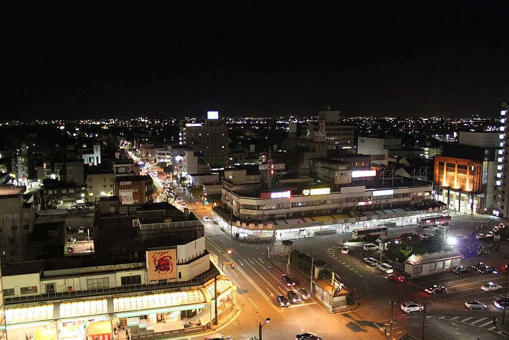 Downtown Takaoka at night