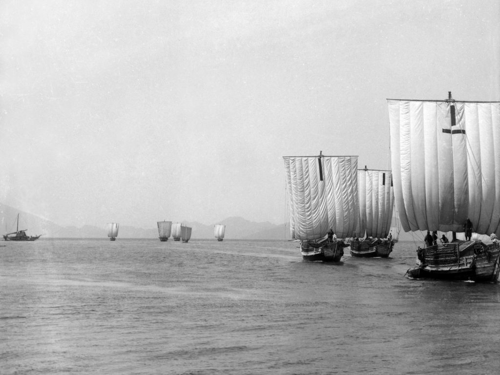 Painting of a Kitamae-bune coastal trading ship under sail