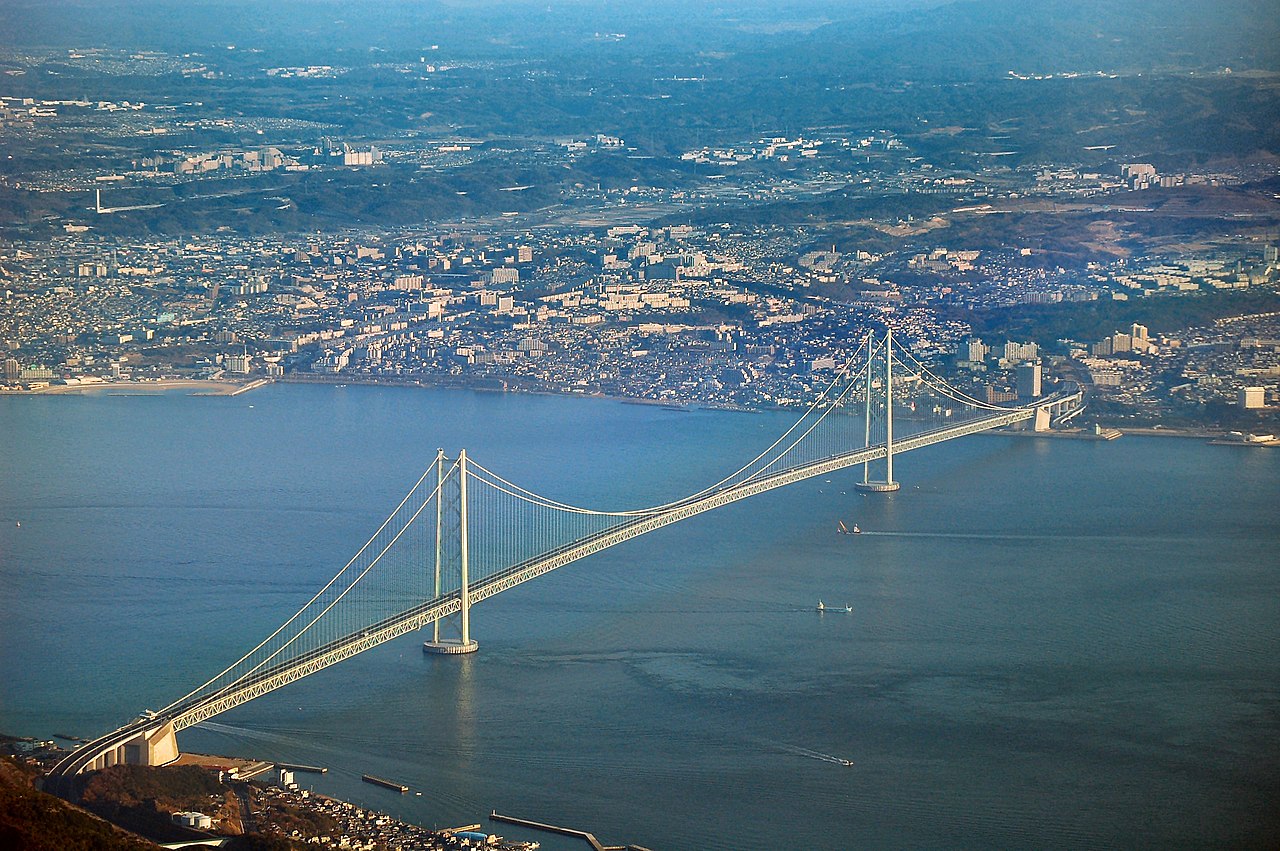 The Akashi Kaikyo Bridge linking Hyogo to Awaji Island