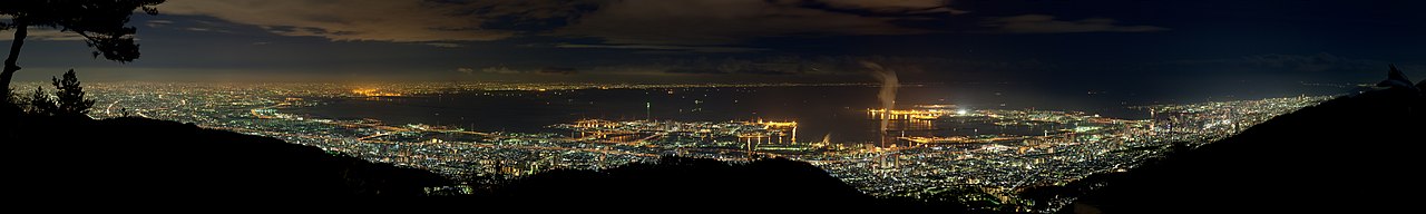 Night view from Mount Rokko over the Hyogo plain