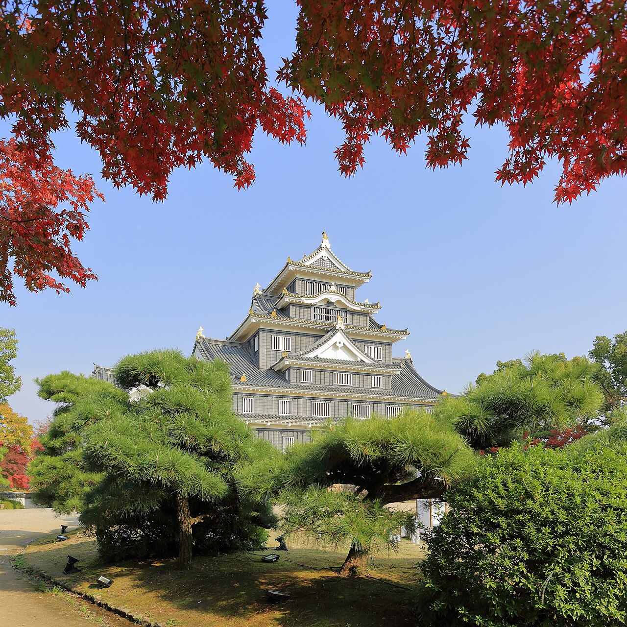 Okayama Castle, a black-walled Japanese castle nicknamed Crow Castle