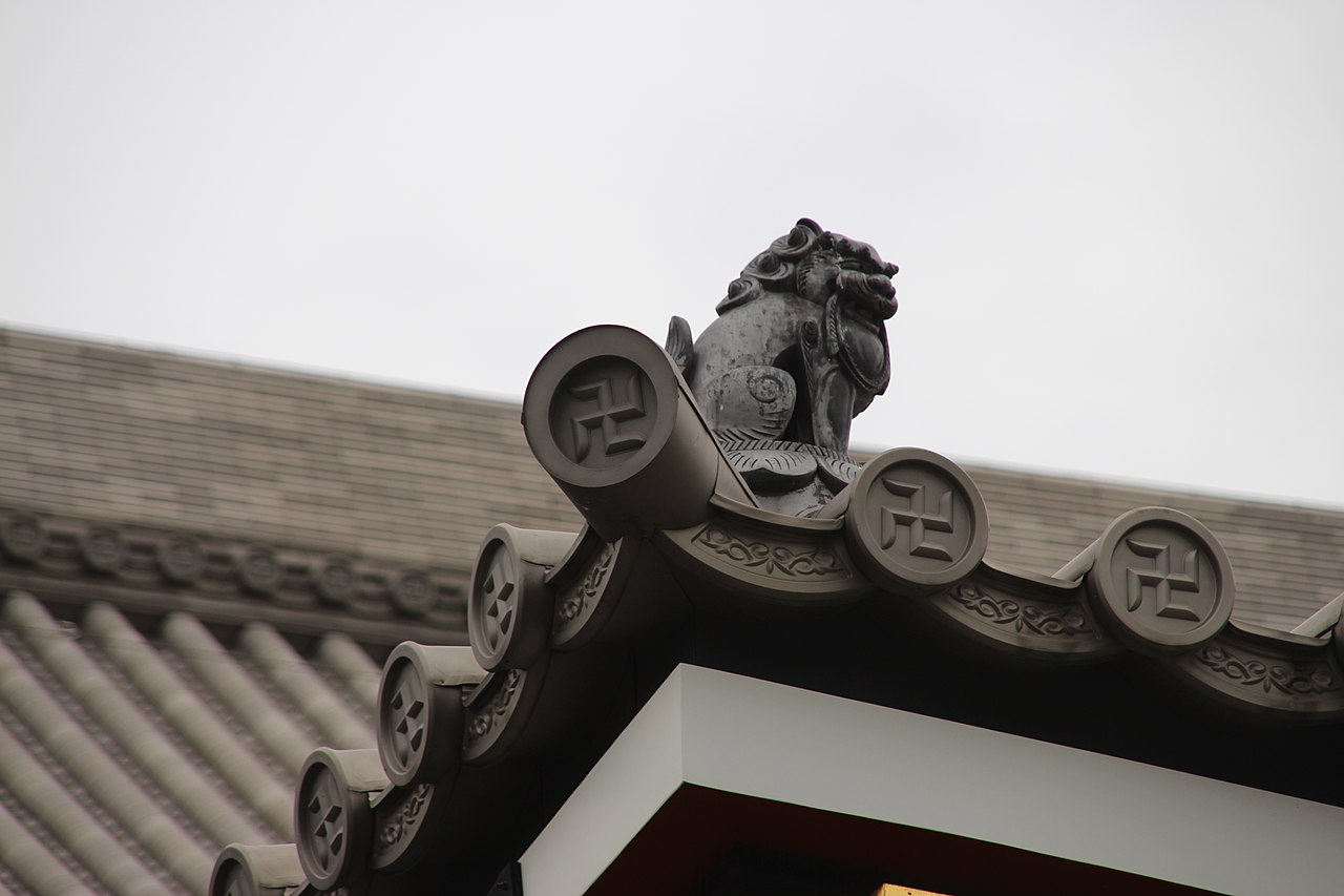 Decorative onigawara roof tile at Senso-ji temple in Asakusa, Tokyo