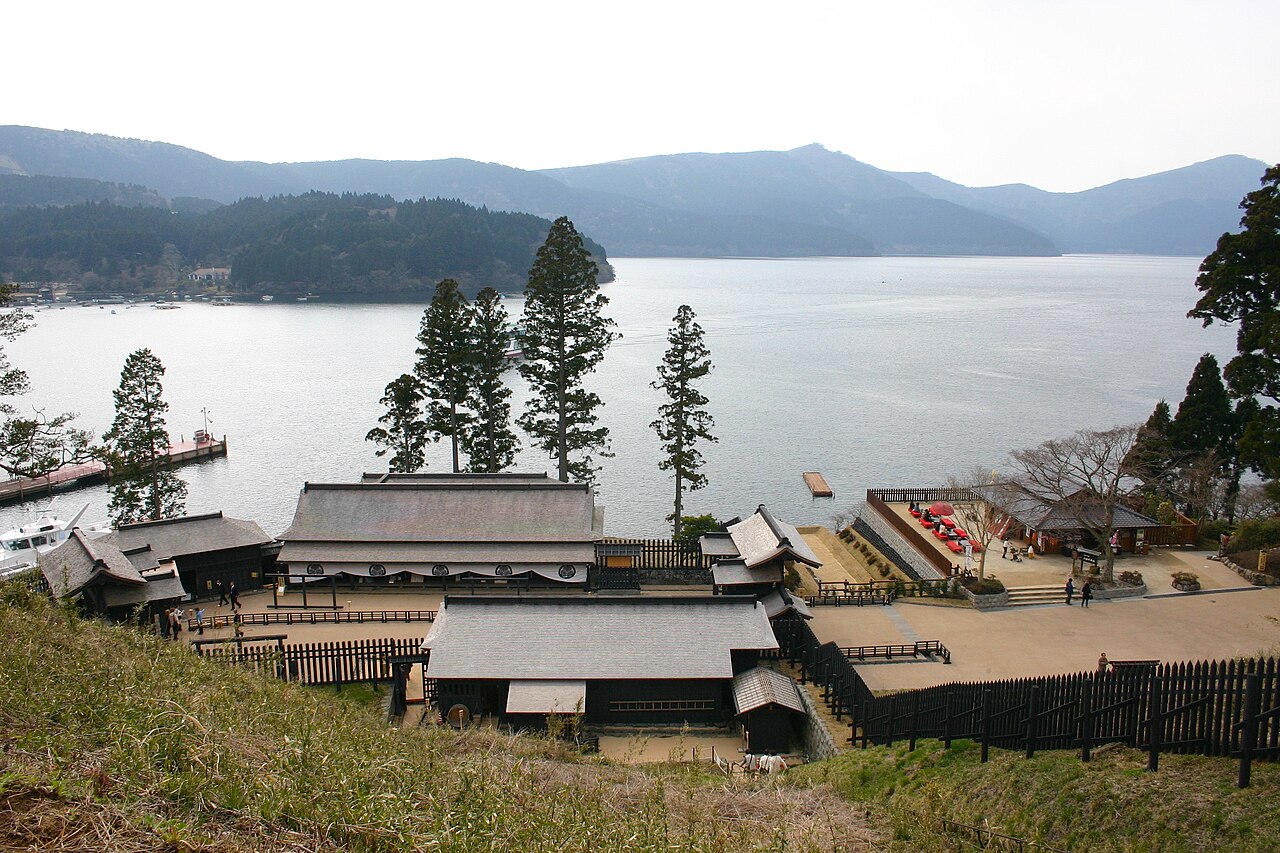 The reconstructed Hakone checkpoint (sekisho) on the Tokaido beside Lake Ashi