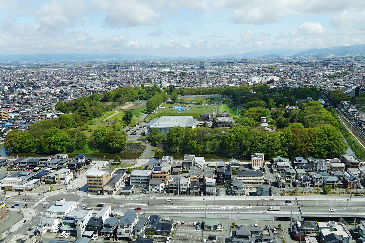 Kajo Park, the moated former grounds of Yamagata Castle