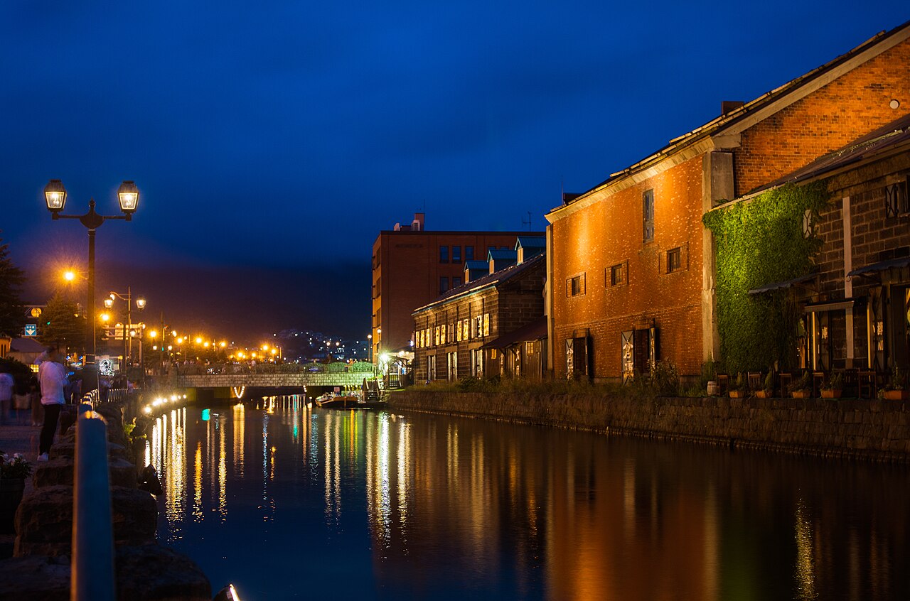 Otaru's canal and stone warehouses, recalling the Kitamae-bune trade era in Hokkaido