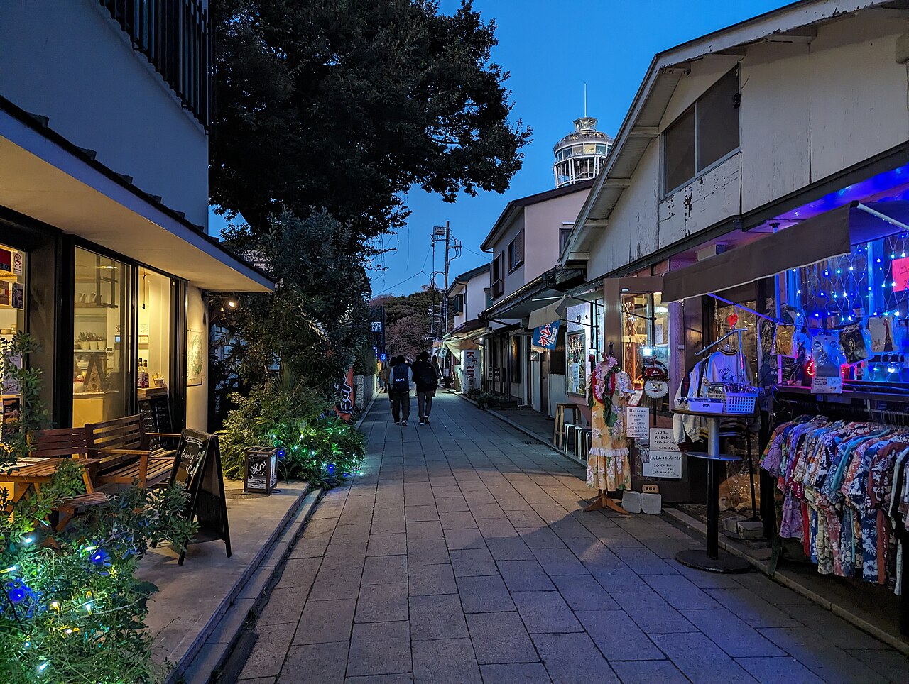The island of Enoshima on the Shonan coast of Kanagawa, with built-up areas above the sea