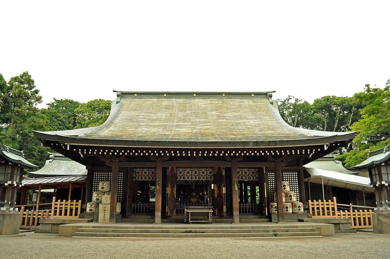 Front shrine building of Musashi Ichinomiya Hikawa Shrine in Saitama