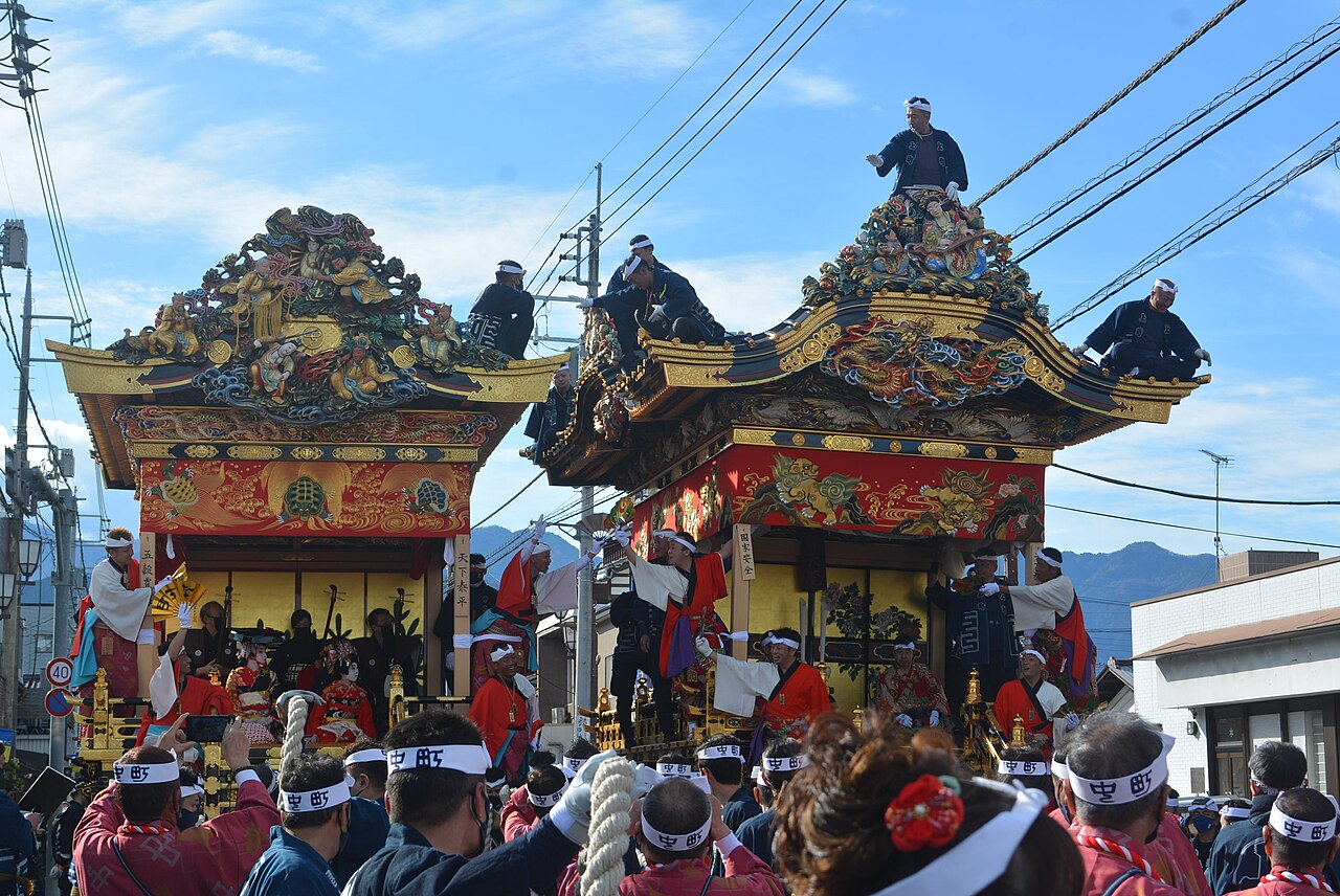 Illuminated festival floats at the Chichibu Night Festival in Saitama