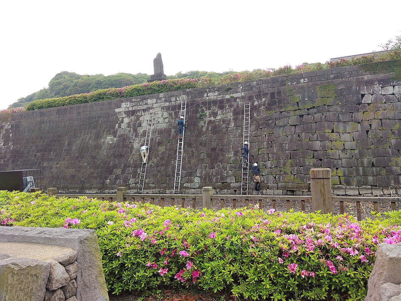 Stone ramparts of Tsurumaru (Kagoshima) Castle, seat of Shimazu rule