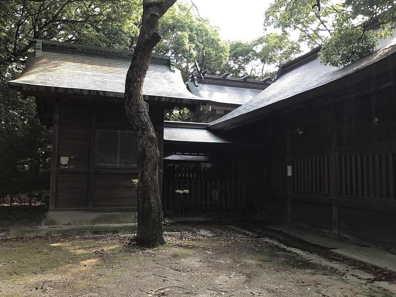 The honden main hall of Kikuchi Shrine in Kumamoto
