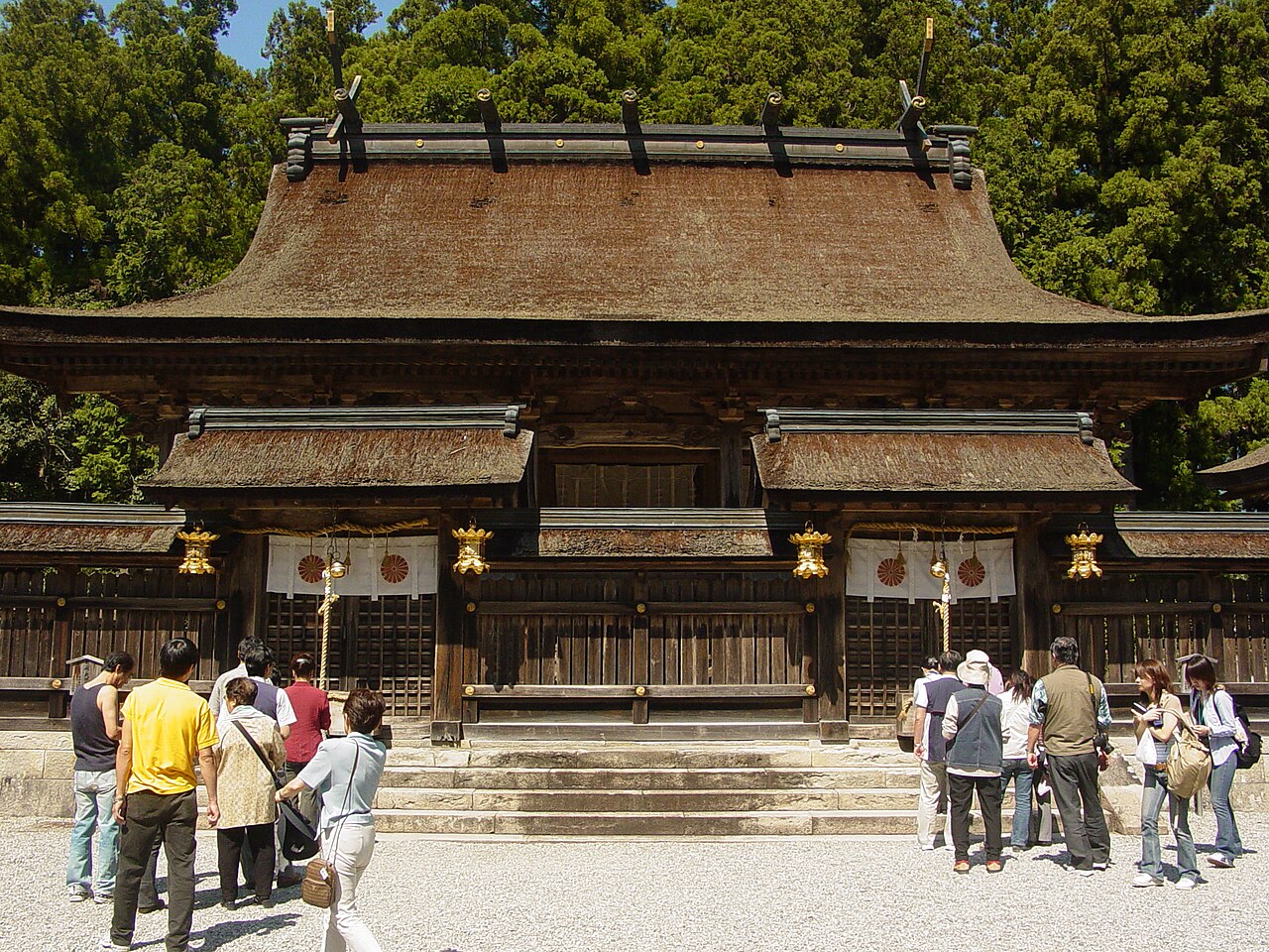 The wooden interior of Kumano Hongu Taisha shrine in Wakayama