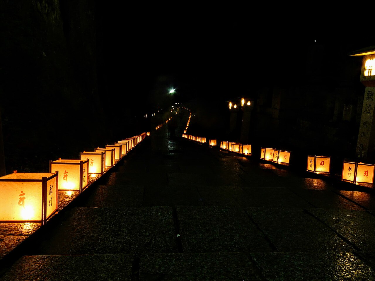 The lantern-lined Okunoin approach to Kobo Daishi's mausoleum at Koyasan