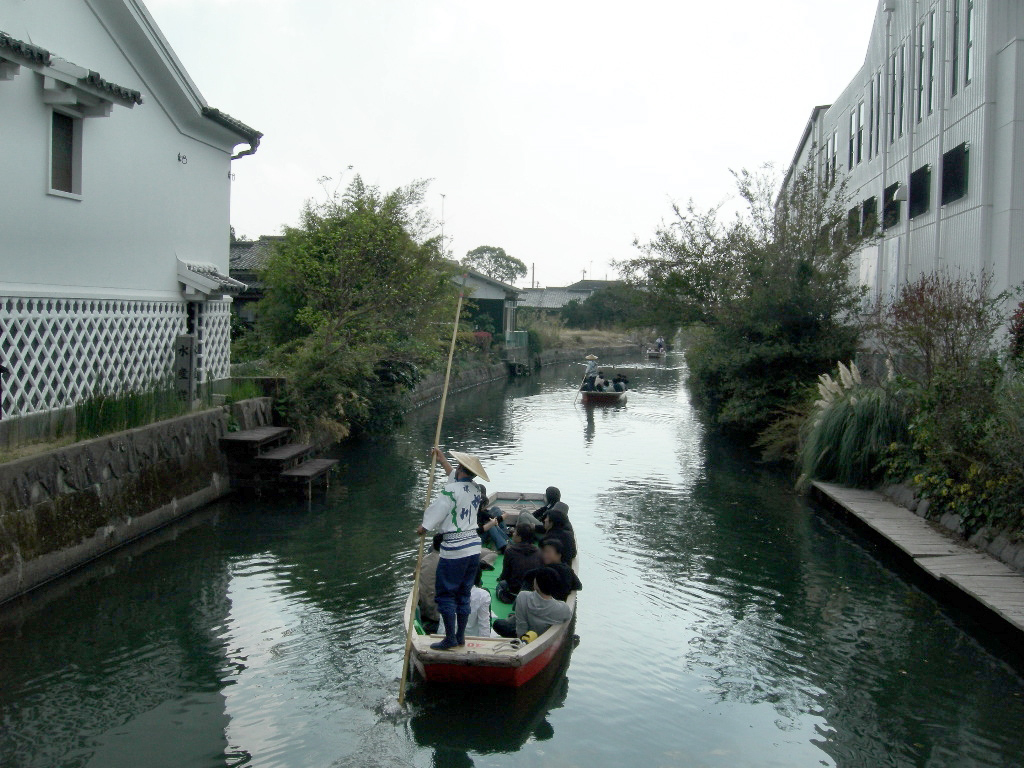 Canal boats in Yanagawa, on the Chikugo plain in Fukuoka