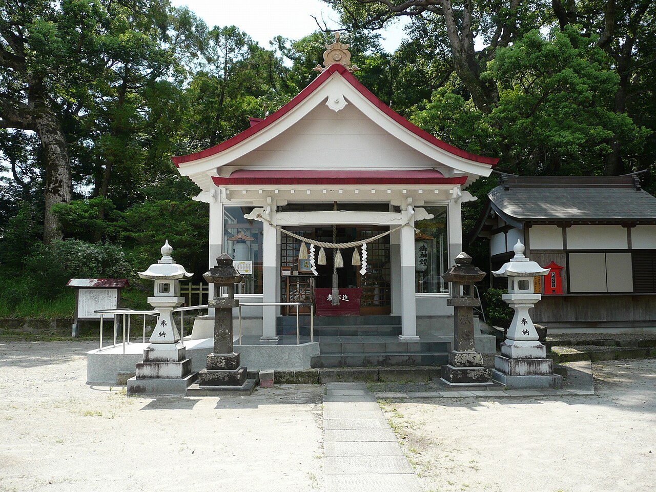 Coastal shrine of the Miyazaki–Kagoshima region grounding the article's sense of place