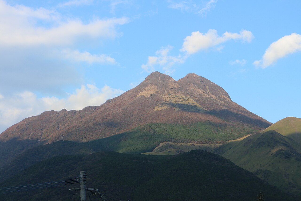 Mt. Yufu, a twin-peaked volcano rising over the Oita countryside