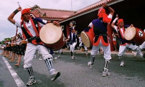 Eisa festival drummers performing in Okinawa