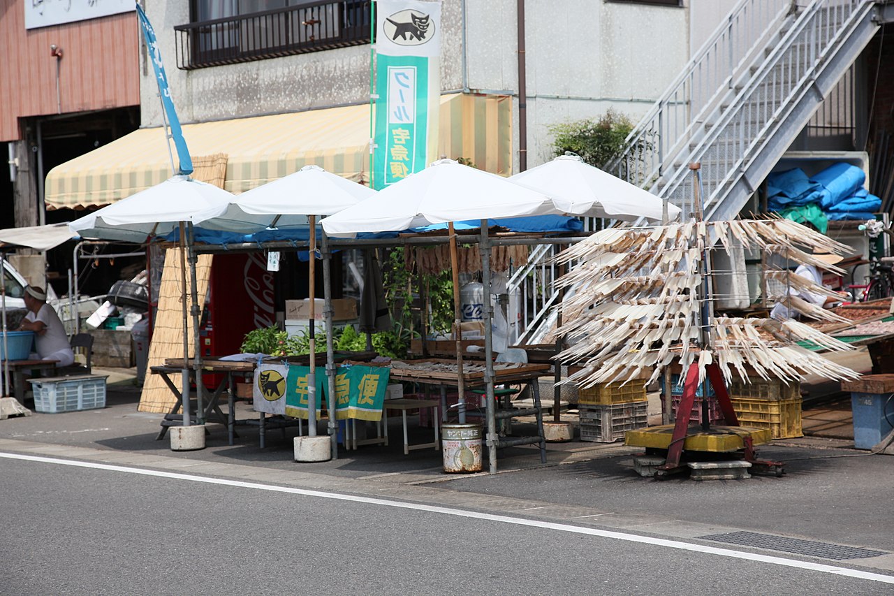 The Yobuko morning market on the Genkai Sea coast in Karatsu, Saga