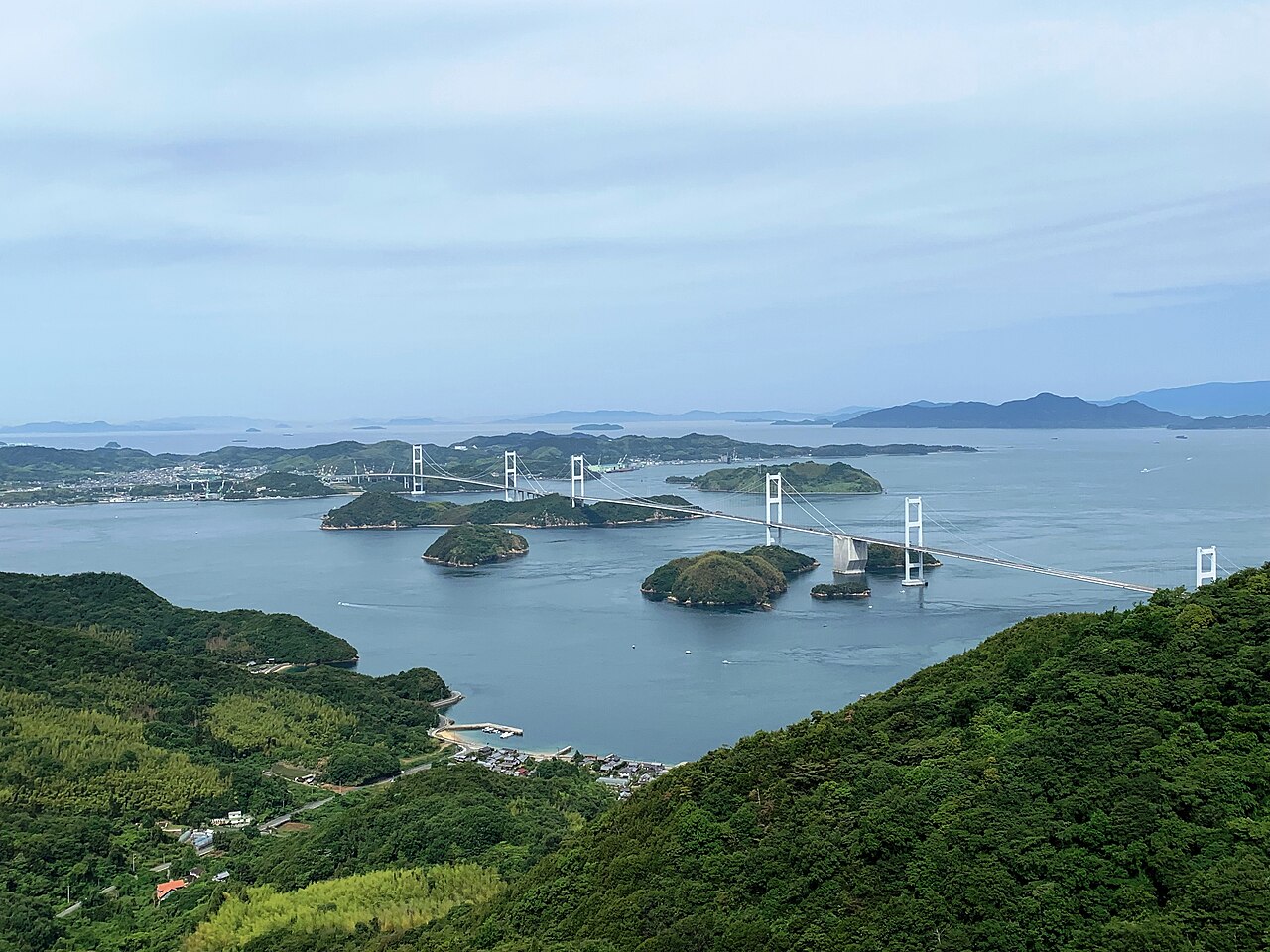 The Kurushima Strait and bridge off Imabari on the Seto Inland Sea