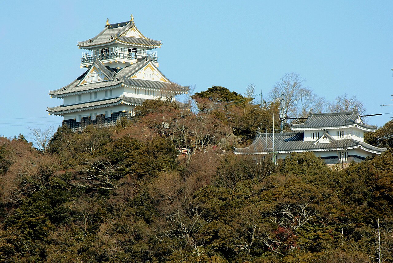 Gifu Castle on its mountaintop above the Nagara River in Gifu Prefecture