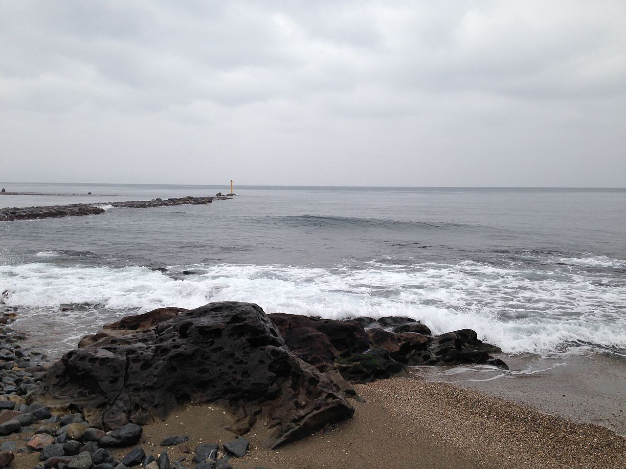 The Amaharashi coast with the Tateyama range across Toyama Bay