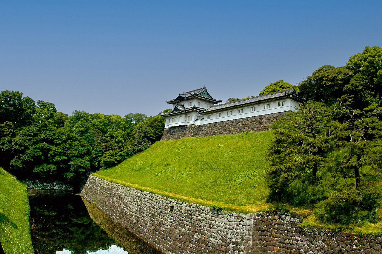 Surviving turrets and moat of Edo Castle in central Tokyo