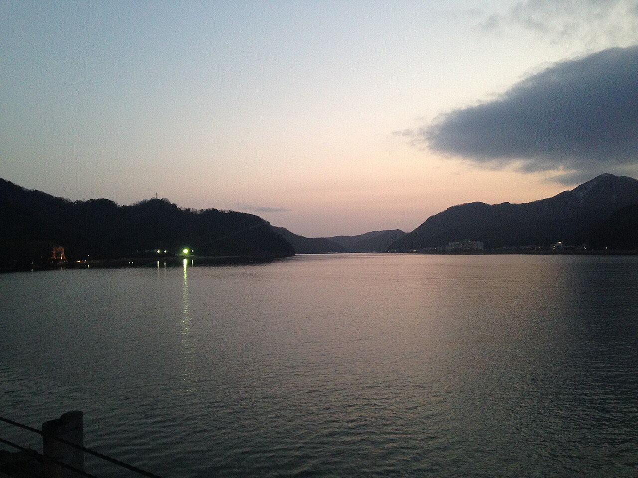 Maruyama River at dusk near Toyooka, Hyogo