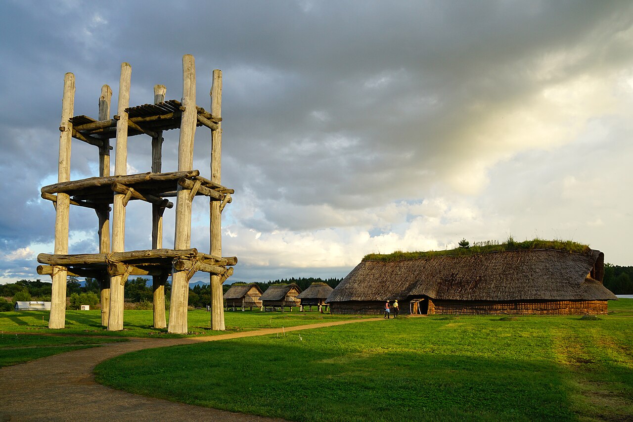 Reconstructed large pillared structure at the Sannai-Maruyama Jomon archaeological site in Aomori