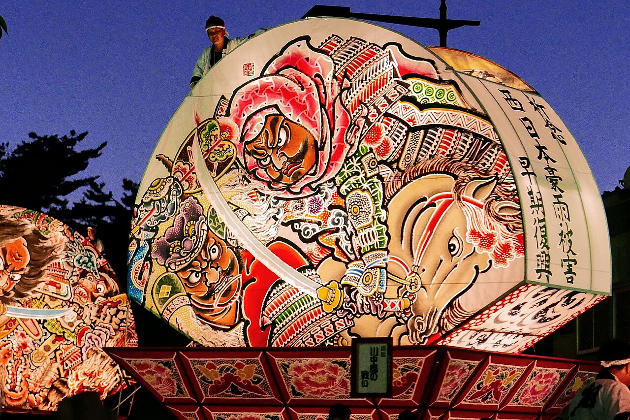 Hirosaki Neputa festival illuminated floats, Aomori