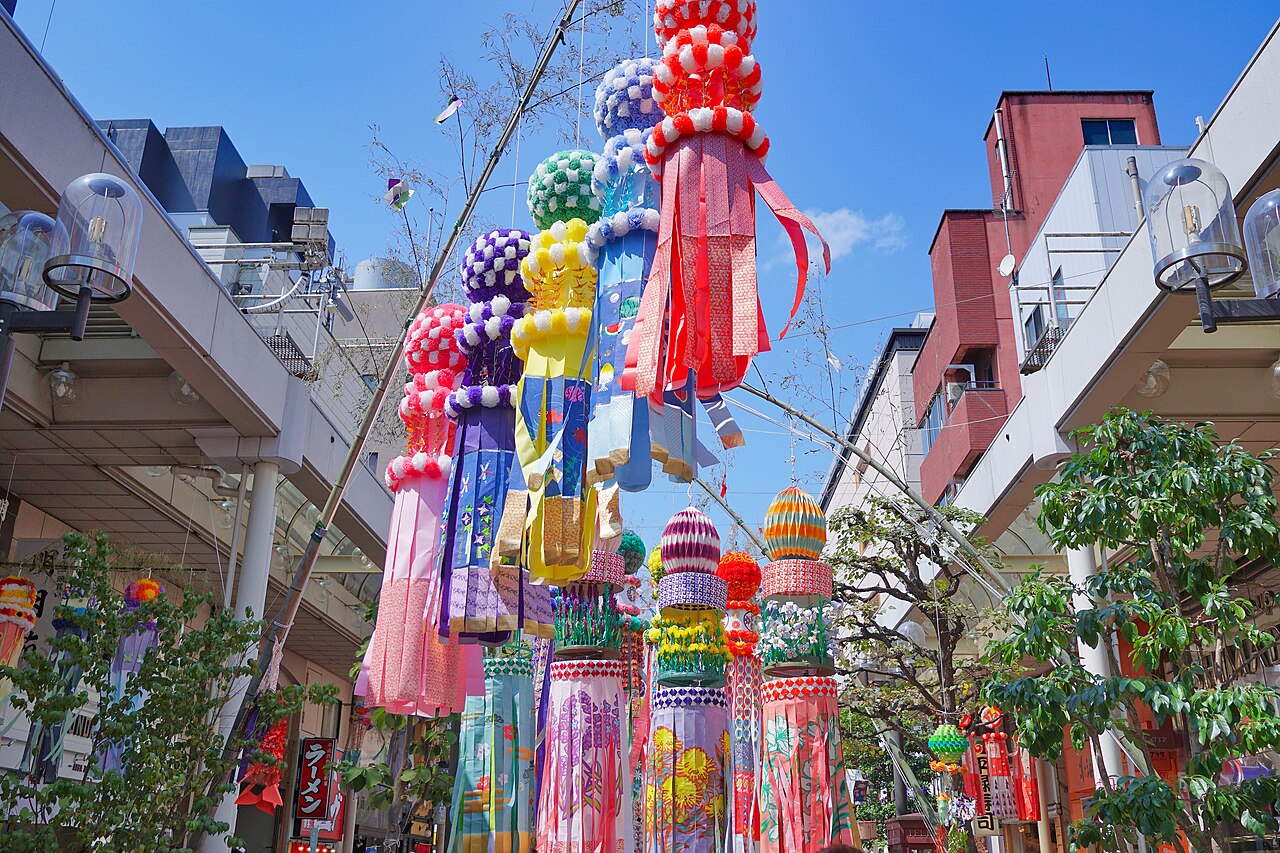 Sendai Tanabata Festival, the city's signature summer festival with paper decorations