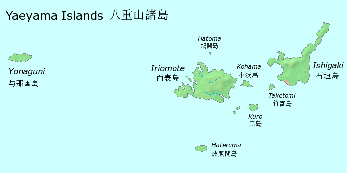 Map of the Yaeyama Islands of southern Okinawa