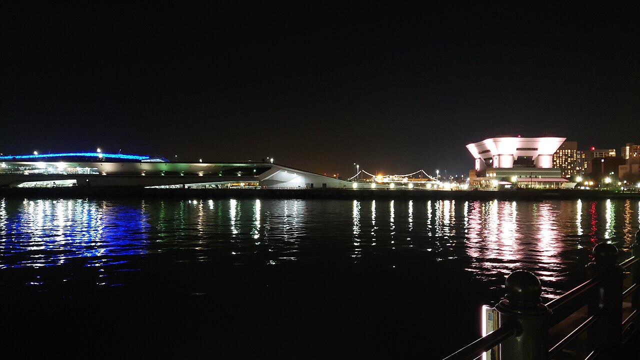 Osanbashi Pier in Yokohama at night, the historic ocean liner terminal