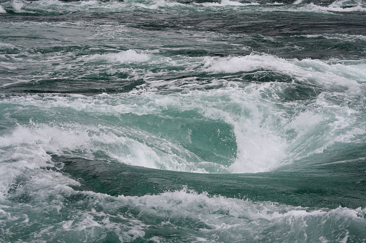 Naruto whirlpools swirling in the strait off Tokushima's coast