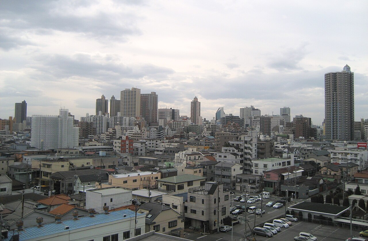 Kawaguchi cityscape near the station, built on its cupola-furnace foundry tradition