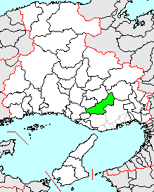 Aerial view of Miki city on the Harima plain in Hyogo