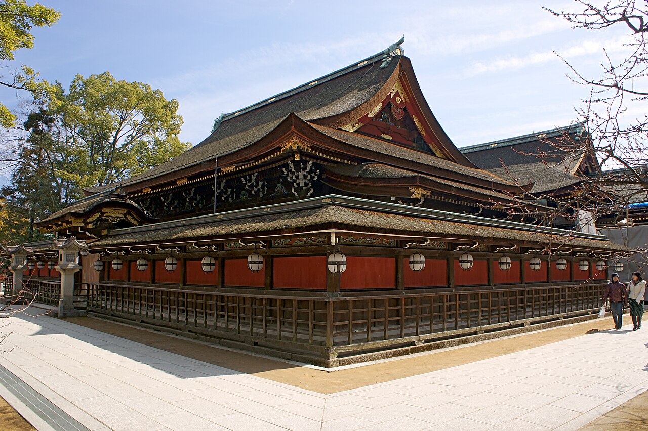 Kitano Tenmangu shrine gate at the edge of the Nishijin quarter